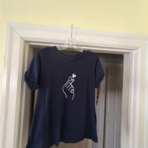 Ambrose Navy Blue T-Shirt with Heart Design